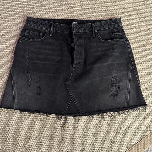GRLFRIEND BLACK RIPPED DENIM SKIRT • SZ 32 - Picture 2 of 6